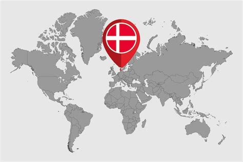 Premium Vector Pin Map With Denmark Flag On World Map Vector Illustration