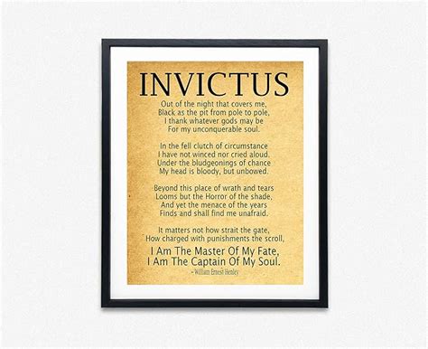 Invictus Poem Framed Art Print By William Ernest Henley Invictus Inspirational