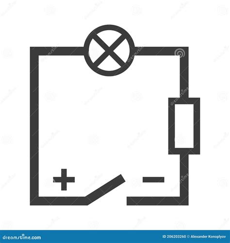 Circuit Electrical Or Elementary Diagram Line Icon Isolated On White