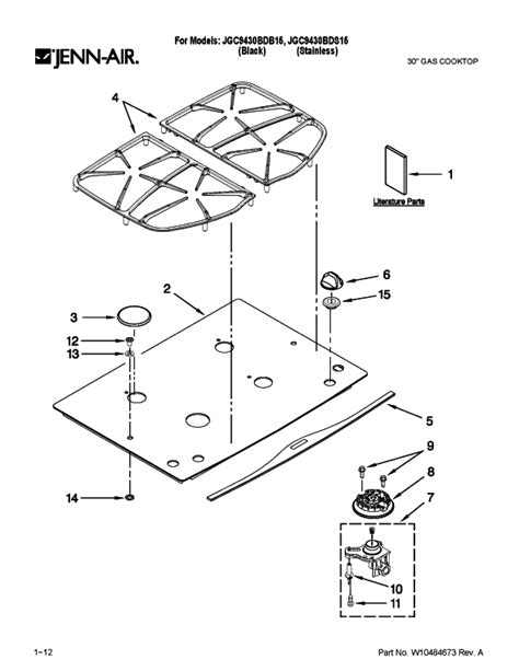 Jenn Air Jgc Bdb Gas Cooktop Partswarehouse