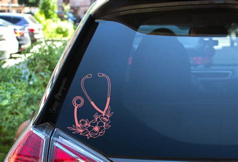 Floral Stethoscope Vinyl Decal Nurse Decal Medical Nurse Etsy