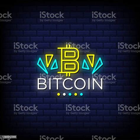 Bitcoin Digital Cryptocurrency Neon Signs Style Text Stock Illustration