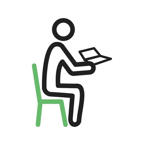 Sitting Man Reading Line Green And Black Icon 9692559 Vector Art At