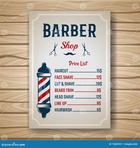 Barbershop Price List Template Vector Illustration CartoonDealer