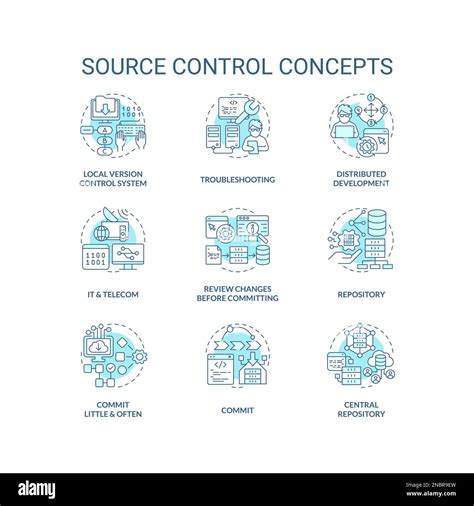 Source Control Turquoise Concept Icons Set Stock Vector Image Art Alamy