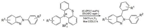 一种可见光诱导的3 芳基 2h 吲唑类化合物的制备方法