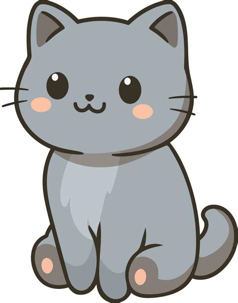 A Cartoon Gray Cat Sitting Down 26838396 Vector Art At Vecteezy