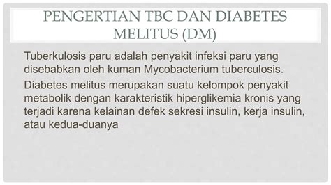 Tuberkulosis Paru Pada Penderita Diabetes Melitus Pptx