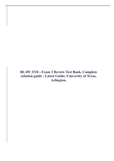 Blaw Exam Review Test Bank Complete Solution Guide Latest