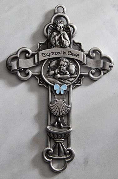 Boys Baptism Wall Cross 5 Inch Pewter By James Brennan