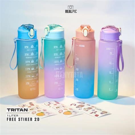 Jual Botol Tritan Gradasi 1 Liter Botol Korea Yang Viral 1000ml Gradasi