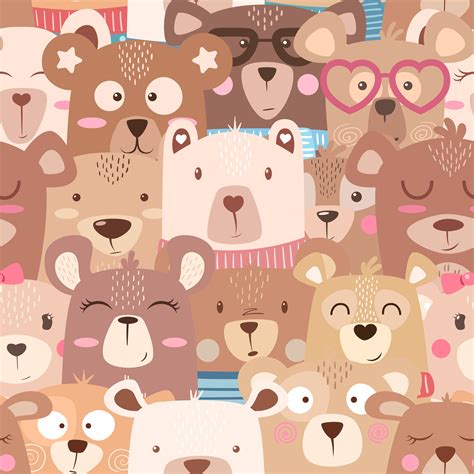 Seamless pattern - cute set bear. 457056 Vector Art at Vecteezy