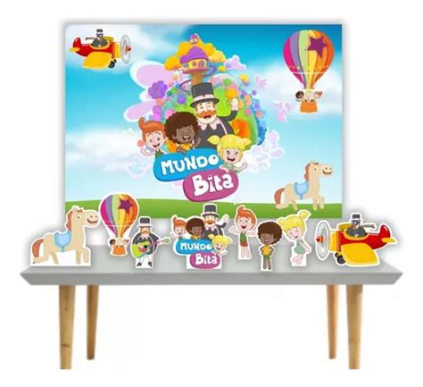 Kit Festa Mundo Bita Painel Poli Banner Displays Adesivo