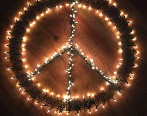 Made To Order Peace Sign Wreath Indoor Outdoor Decor Metal Frame With 200 String Lights 24