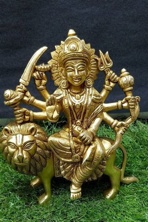 Brass Durga Statue 18cm Big Maa Durga With Inlay Work Goddess Durga