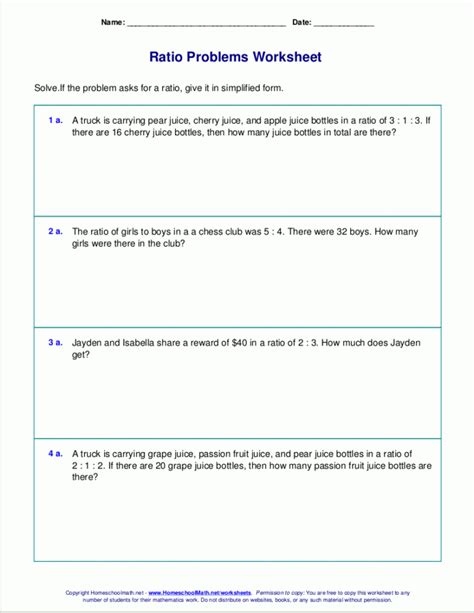 Ratio Problems 7th Grade