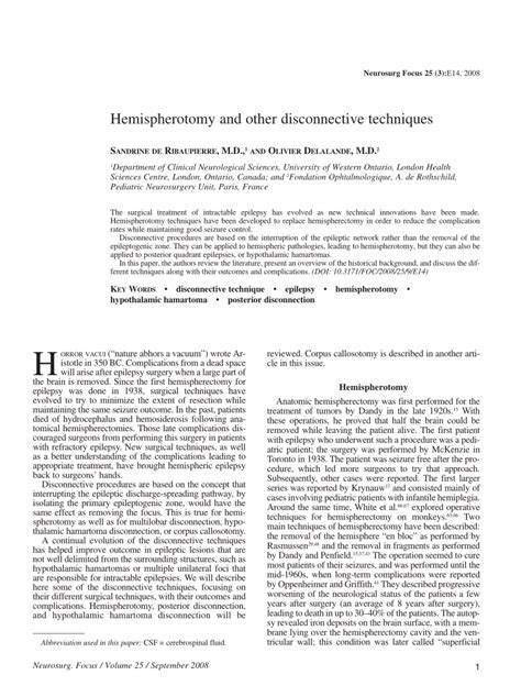 [PDF] Cerebral hemispherectomy in pediatric patients with epilepsy: Comparison of three ...