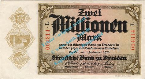 Länderbank Sachsen 2 Mio Mk Banknote 2 Millionen Mark Schein in gbr