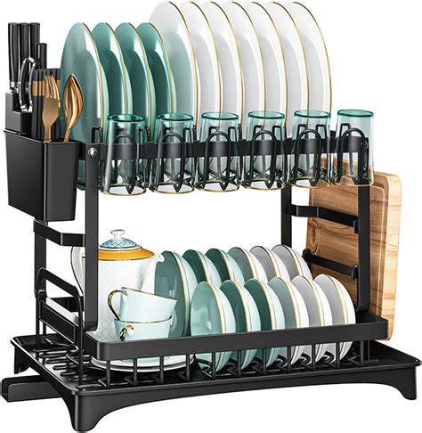 Amazon Siairo In Dish Drying Rack Two Tier Metal Dish