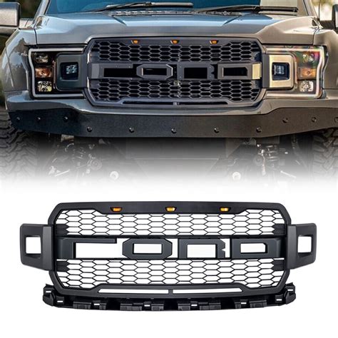 Car Grills Front Bumper Grille Raptor Style Mesh Grill With Letters And Side Lights For Ford F150