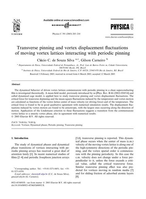 PDF Transverse Pinning And Vortex Displacement Fluctuations Of Moving