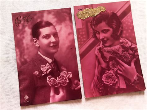 Two very beautiful portraits of young girls - French postcards - 1920s