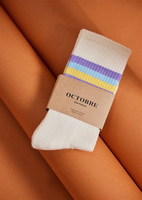 Chaussettes Eli Écru Multico Coton Biologique Octobre Éditions