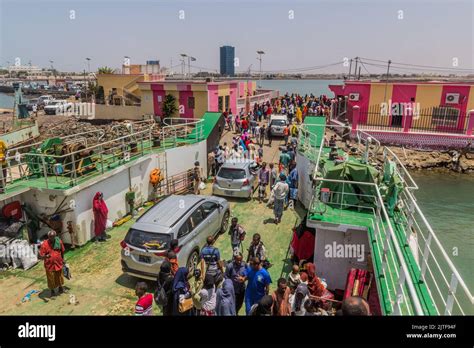 DJIBOUTI DJIBOUTI APRIL 20 2019 Passengers Departing A Ferry In