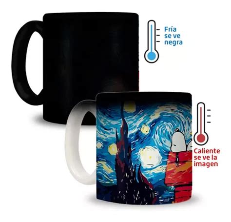 Taza Mágica Sublimada Snoopy Noche Estrellada Van Gogh Meses sin