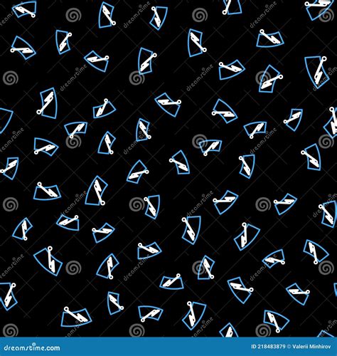 Line Windscreen Wiper Icon Isolated Seamless Pattern On Black