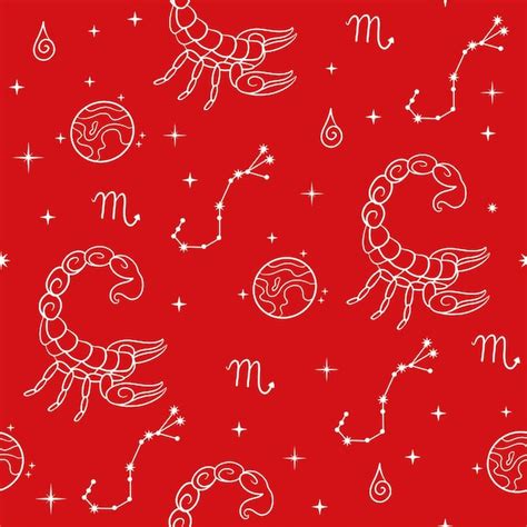 Premium Vector Scorpio Zodiac Sign Seamless Pattern Planet