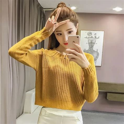 Buy Cropped Pullover Knitted Sweater Women 2018