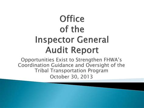 PPT - Office of the Inspector General Audit Report PowerPoint ...