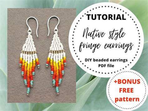 Tutorial Beaded Fringe Earrings Tutorial Pattern Diy Seed Etsy