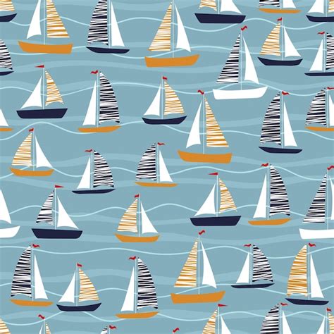 Premium Vector Seamless Pattern With Boats Sailboats On The Waves