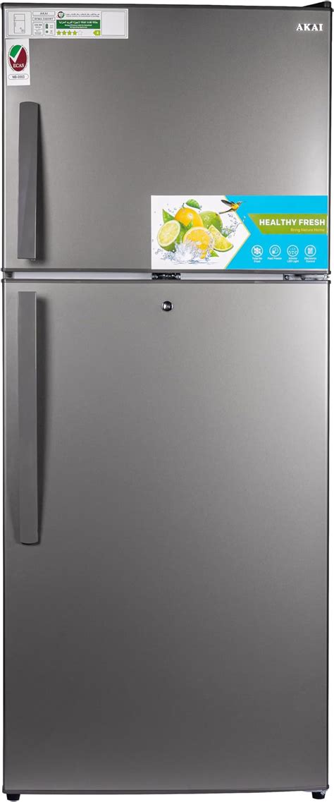 Akai 500 Liters Double Door Refrigerator With No Frost Fridge Freezer With Glass Shelves Led