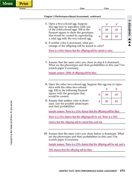 Dihybrid Crosses Worksheets Answer Key