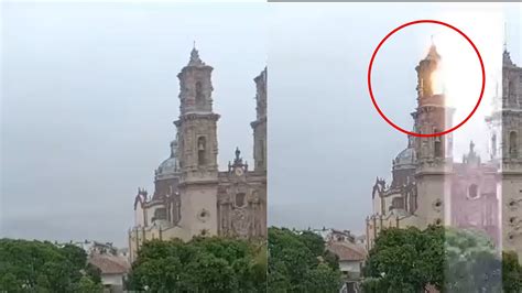 Poderoso Rayo Impacta Iglesia En Taxco Guerrero VIDEO