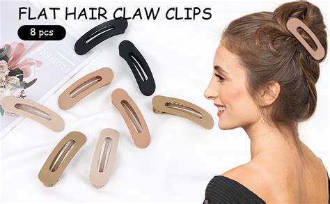 Aco Uint 8 Pack Flat Claw Clips Versatile Hair Clips For Thin Or Thick Hair Lay