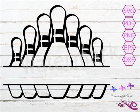 Bowling Pin Monogram SVG Cut File Bowling Monogram Vector Bowling