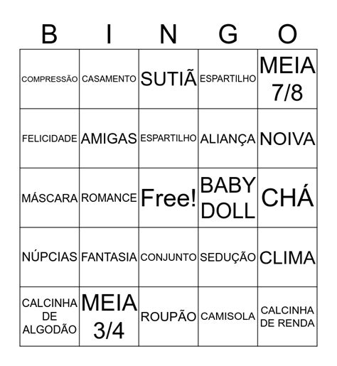 Chá de Lingerie Bingo Card