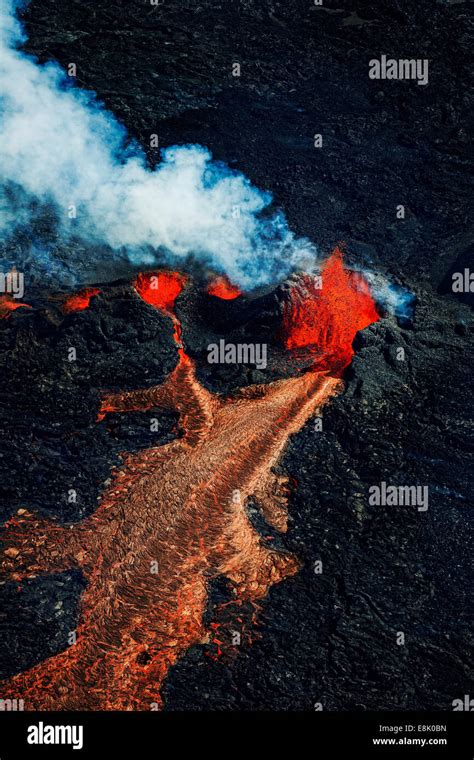 Volcano Eruption At The Holuhraun Fissure Near Bardarbunga Volcano