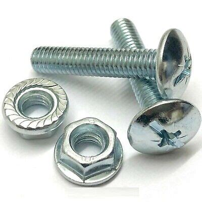 M6 X 50 ROOFING CABLE TRAY BOLT WITH SERRATED FLANGE NUTS ZINC POZI