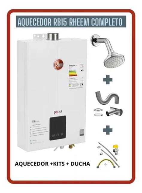 Aquecedor A G S Digital Rheem Litros Glp Kit Instala O Ducha