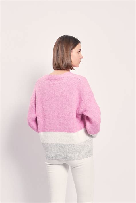 Iris Colour Block Striped Cardigan In Pink YLondon