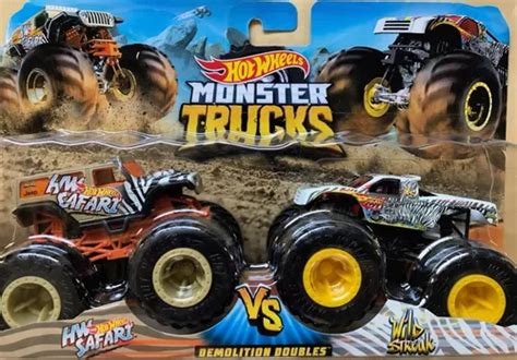 Hot Wheels Monster Trucks Doble Hw Safari Y Wild Streak Envío Gratis