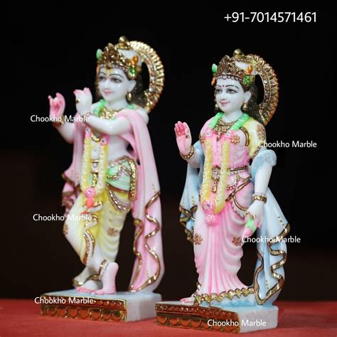 Multicolor Marble Radha Krishna Statue 24 Inches Height Temple At Rs