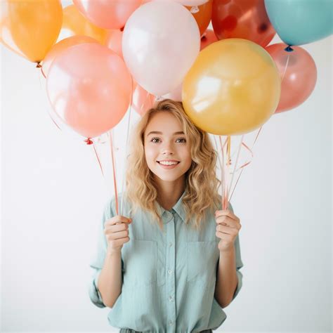 Birthday girl with balloons 26774782 Stock Photo at Vecteezy