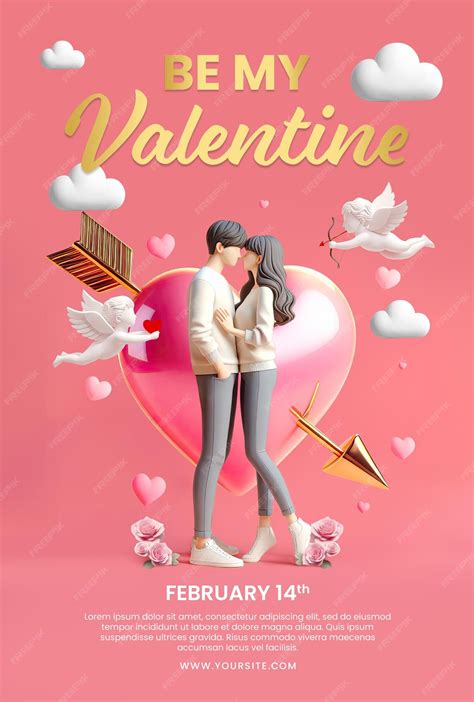Soft Pink Happy Valentines Day Poster Template | Premium AI-generated PSD