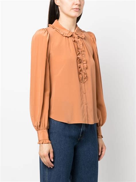 Ulla Johnson Philipa Ruffled Silk Blouse Orange Farfetch Uk